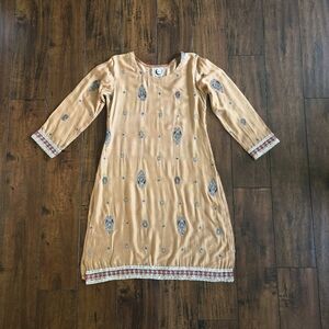 Embroidered Salwar Kameez Dupatta Long Scarf Cotton Silk Brown Party Wear Dress